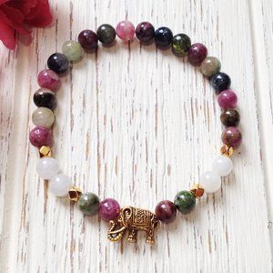 Multi Tourmaline & Rainbow Moonstone Women's Crystals Bracelet